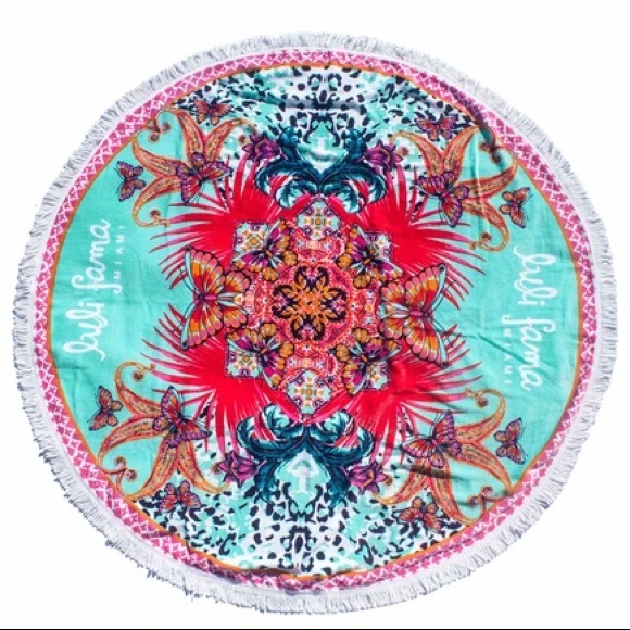 LuliFama tropical butterfly round beach towel - Picture 3 of 3
